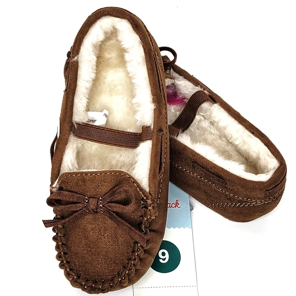 CS25594 NWT Cat & Jack Boys Lionel Moccasin Slippers